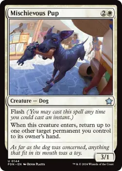 MTG Mischievous Pup - Foundations (FDN) NM #144 - Image 1