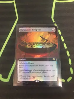 MTG Magic The Gathering Thrumming Hivepool Foil EOE Rare Ex Art Sliver Artifact - Image 1
