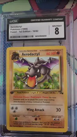 Aerodactyl 16/62 1st Edition Non Holo Pokemon Fossil CGC 8.5 NM/Mint Tcg Rare - Image 1