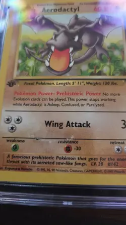 Aerodactyl 16/62 1st Edition Non Holo Pokemon Fossil CGC 8.5 NM/Mint Tcg Rare - Image 2