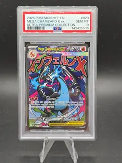 2025 Pokemon Mega Evolution Promo MEP EN 023 Mega Charizard EX UPC PSA 10 - Image 2