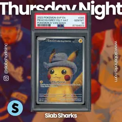 2023 POKEMON BLACK STAR PROMO SVP EN #085 PIKACHU GREY FELT HAT VAN GOGH PSA 10 - Image 1