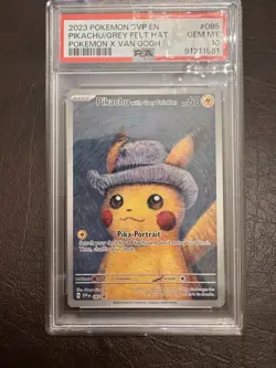 2023 Pokemon SVP En Pokemon X Van Gogh #085 Pikachu Grey Felt Hat PSA 10 - Image 1