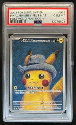 2023 Pokemon X Van Gogh SVP EN Pikachu with Grey Felt Hat Full Art #085 PSA 10 - Image 1