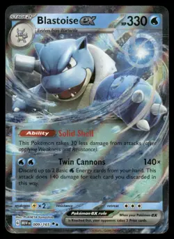 Pokemon Cards Blastoise ex 009/165 151 Double Rare NM *7 - Image 1