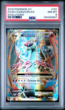 2016 POKEMON XY EVOLUTIONS #101 FULL ART/M CHARIZARD EX PSA 8 - Image 1