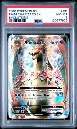 2016 POKEMON XY EVOLUTIONS #101 FULL ART/M CHARIZARD EX PSA 8 - Image 1
