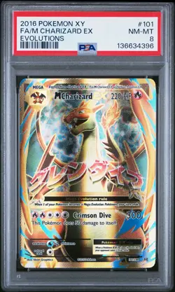 2016 POKEMON XY EVOLUTIONS #101 FULL ART/M CHARIZARD EX PSA 8 - Image 1