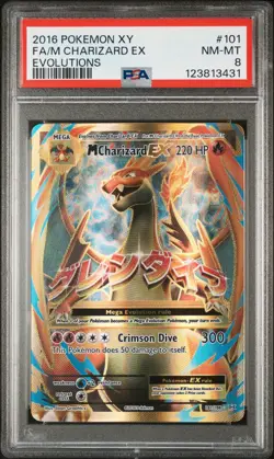 2016 Pokemon XY FA/M Charizard EX Evolutions PSA 8 Full Art 101/108 - Image 1