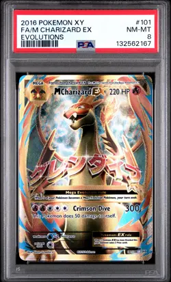 2016 POKEMON XY EVOLUTIONS #101 FULL ART/M CHARIZARD EX PSA 8 - Image 1