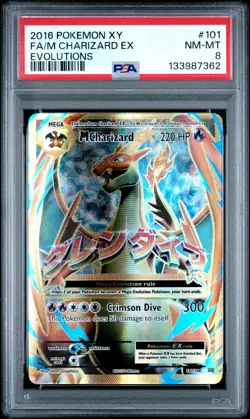 2016 POKEMON XY EVOLUTIONS #101 FULL ART/M CHARIZARD EX PSA 8 - Image 1
