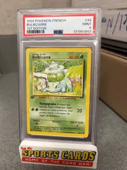 1999 Pokemon FRENCH 1st Edition Base Set Bulbizarre-Bulbasaur 44/102 PSA 9 MINT - Image 1