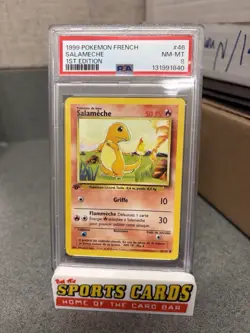 1999 Pokemon FRENCH 1st Edition Base Set Salameche-Charmander 46/102 PSA 8 - Image 1