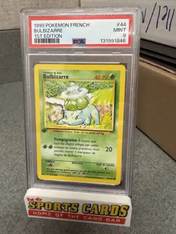 1999 Pokemon FRENCH 1st Edition Base Set Bulbizarre-Bulbasaur 44/102 PSA 9 MINT - Image 1