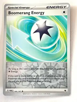 Boomerang Energy 166/167 Reverse Holo Twilight Masquerade Pokemon - Near Mint NM - Image 1