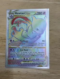 Pokemon Card Mewtwo VSTAR 079/078 Rainbow Secret hyper Rare Pokemon Go NM - Image 1