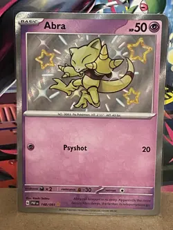 Pokemon TCG Abra Card 148/091 Baby Shiny Holo Paldean Fates Scarlet & Violet - Image 1