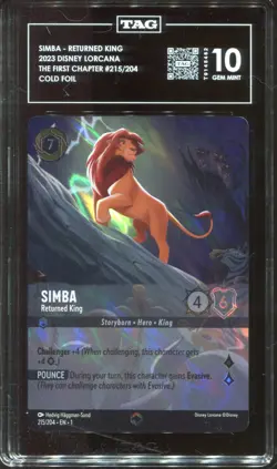 Disney Lorcana Simba Returned King Enchanted Graded TAG 10 Gem Mint #215 - Image 3