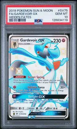 2019 POKEMON SUN & MOON HIDDEN FATES #SV75 FULL ART/GARDEVOIR GX PSA 10 - Image 1