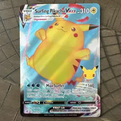 Pokemon TCG Surfing Pikachu VMAX Holo Card 009/025 Celebrations Series 2021 NM - Image 1