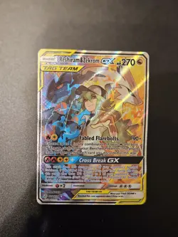 Tag Team Reshiram & Zekrom GX Full Art 222/236 Pokemon Cosmic Eclipse Heavy Play - Image 1