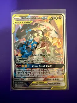 2019 Cosmic Eclipse Reshiram Zekrom GX Alternate Art 222/236 Pokemon Tag Team - Image 2