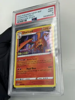 PSA 9 STAFF CHARIZARD Prerelease Pokemon Vivid Voltage Holo Promo SWSH066 MINT - Image 1