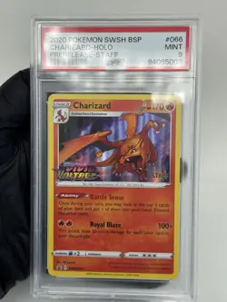 PSA 9 STAFF CHARIZARD Prerelease Pokemon Vivid Voltage Holo Promo SWSH066 MINT - Image 2