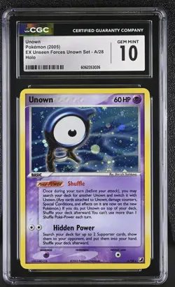 CGC 10 GEM MINT Unown 2005 EX Unseen Forces Unown Set A/28 Holo Pokemon Card - Image 1