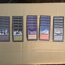 ice age snow covered Mint mtg 5 of Each Island Mountain Swamp Plains Forest 1995 - Image 1