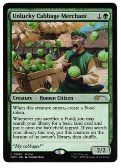 MTG UNLUCKY CABBAGE MERCHANT AVATAR THE LAST AIRBENDER PROMO GREEN NM FOOD EDH - Image 1