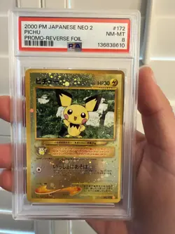 Pokemon Pichu Japanese Neo Premium File 2 Reverse Holo Promo PSA 8 Mint - Image 1