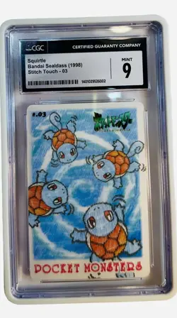 Pokemon Squirtle Japanese Sealdass Stitch Touch #03 CGC 9 Mint - Image 1