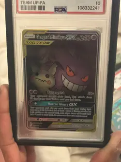PSA 10 Gengar & Mimikyu Alternate Alt Full Art GX Team up Gem Pokemon - Image 1