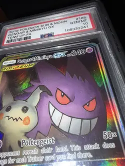 PSA 10 Gengar & Mimikyu Alternate Alt Full Art GX Team up Gem Pokemon - Image 4