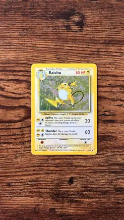 Pokemon Base Set Raichu 14/102 1999 WOTC Holo Rare English - Image 1