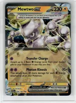 Pokemon TCG Mewtwo ex 058/182 Sv04: Paradox Rift Double Rare Holo - Image 1
