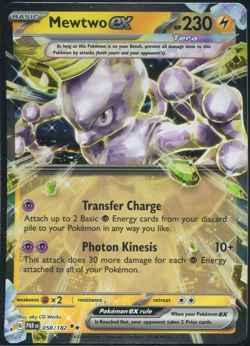 Mewtwo EX 058/182 Double Black Star Rare Paradox Rift Pokemon TCG NM - Image 1