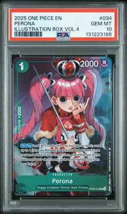 2025 ONE PIECE PROMOS ILLUSTRATION BOX VOL.4 #034 PERONA PSA 10 - Image 1