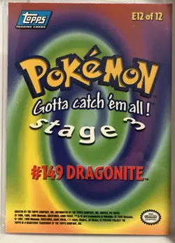 Dragonite #149 E12 of 12 - Vintage Pokemon Topps Blue Logo Card - Image 2
