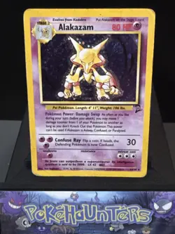 Pokemon Card Alakazam 1/130 Base Set 2 Holo Rare SWIRL WOTC Played - Image 1
