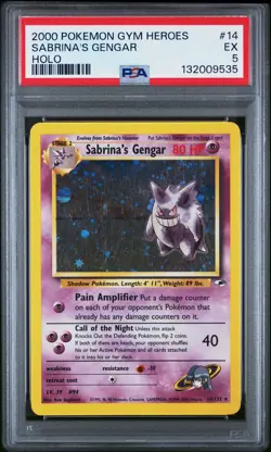 2000 POKEMON GYM HEROES HOLO #14 SABRINA'S GENGAR PSA 5 - Image 1