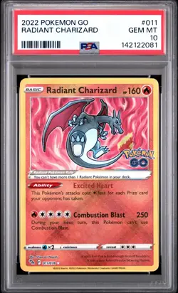 PSA 10 RADIANT CHARIZARD 011/078 SHINY POKEMON GO ✨ - Image 1