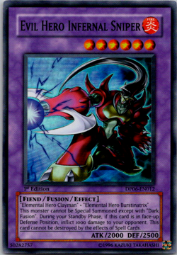 Yu-Gi-Oh! UmSUPER RARE CARD EVIL HERO INFERNAL SNIPER DP06-EN012 1ST NM - Image 1