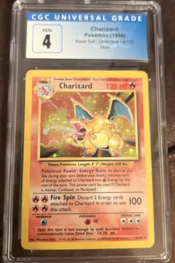 Pokemon TCG Base Set Charizard Holo Rare Card 4/102 CGC 4 - Image 3