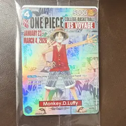 Bandai One Piece Card Game Monkey.D.Luffy Promo Foil College Basketball + Poster - Image 1