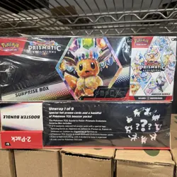 Pokemon Prismatic Evolutions Surprise Box And Booster Bundle Sealed (2-packs) - Image 1