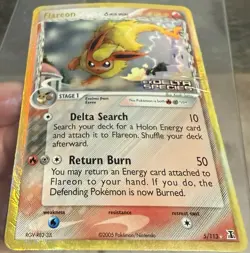 Pokemon Flareon Reverse Holo 5/113 EX Delta Species STAMP 2005 DAMAGED - Image 1