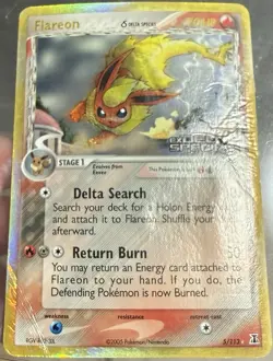 Pokemon Flareon Reverse Holo 5/113 EX Delta Species STAMP 2005 DAMAGED - Image 2