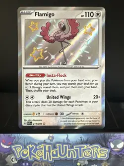 Pokemon Card Flamigo 211/091 Paldean Fates Holo Rare Baby Shiny Near Mint - Image 1